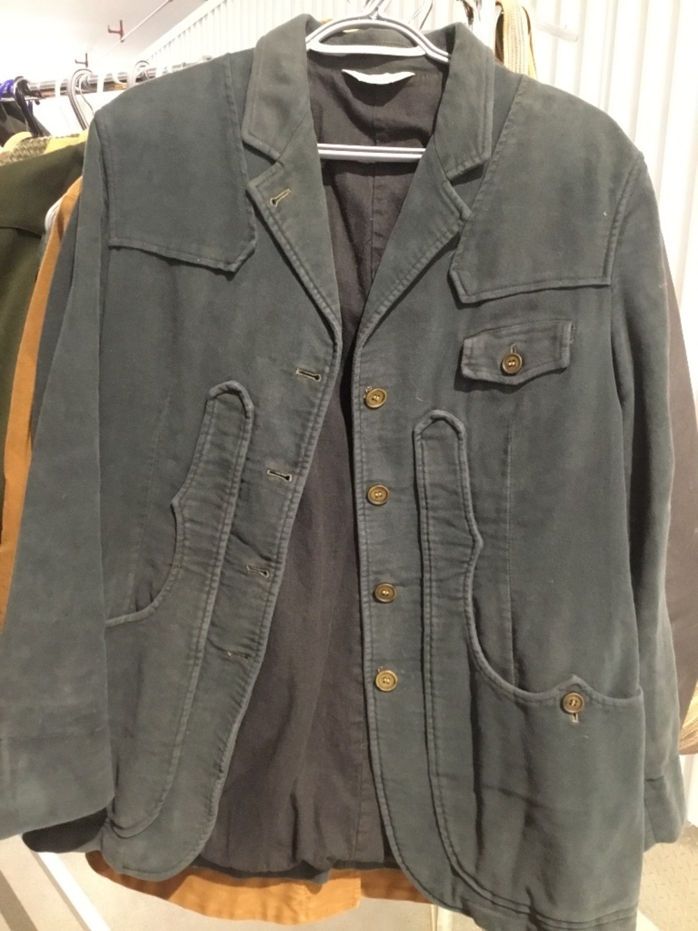 Capalbio Italy Velvet Maremmana Hunting Jacket Blue Size IT 44